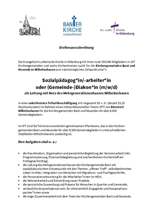 Erste Seite der Ausschreibung